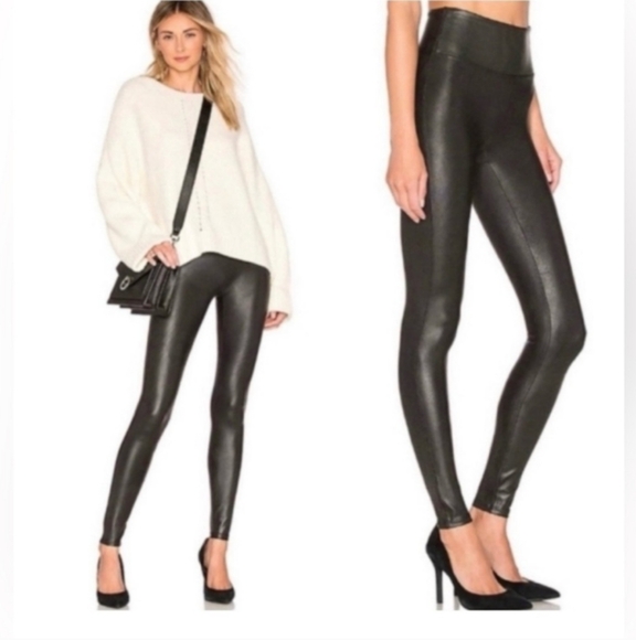Spanx faux leather compression leggings women size small - Picture 1 of 9